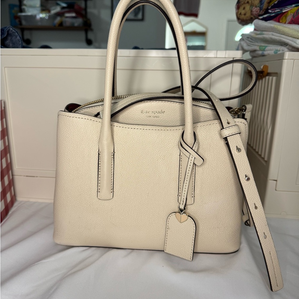 KATE SPADE MARGAUX 2-WAY HANDBAG SHOULDER BAG PALE BEIGE VELUM